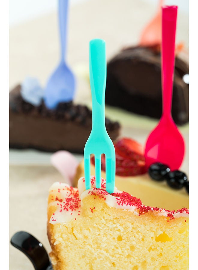 Restaurantware 4 Inch Cake Forks, 100 Knife-Edged Premium Pastry Forks - Disposable, Solid And Durable, Teal Plastic Sharp Edge Forks, For Parties, Bakeries, Catering Services, Gatherings - Image 5