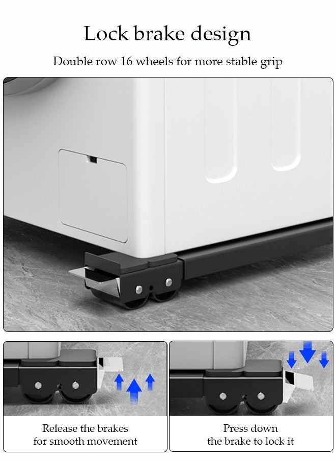 DUNISO - 2-Piece Set, Washing Machine Base, Washing Machine Stand Mobile Roller, Removable And Adjustable Furniture Trolley Refrigerator, Base Mobile, Suitable For Washing Machine Dryer Refrigerator Furniture - Image 1
