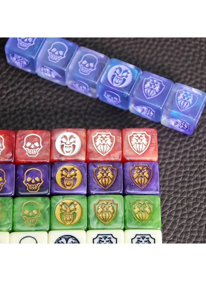 Pearl Pattern Green Golden 6pcs Handmade Skull Dice Set For RPG Games - Image 1