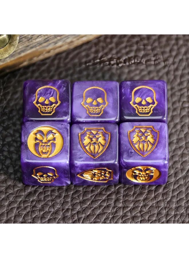 Pearl Pattern Green Golden 6pcs Handmade Skull Dice Set For RPG Games - Image 4