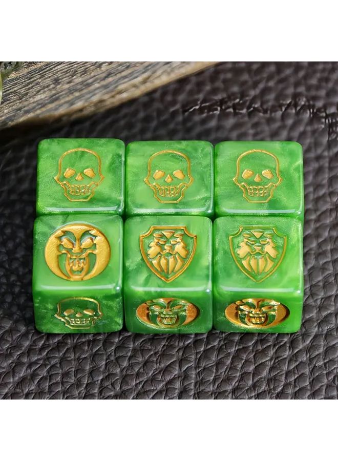 Pearl Pattern Green Golden 6pcs Handmade Skull Dice Set For RPG Games - Image 5