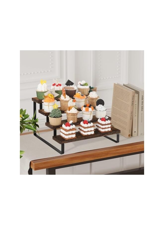 The Bros Wooden Display Riser,4 Tier Perfume Organizer Stand,Display Shelves Compatible with Funko POP Figures,Cupcake, Perfume, Dessert,4 Tier Cupcake Stand Risers Dessert Shelves for Party  - Image 3