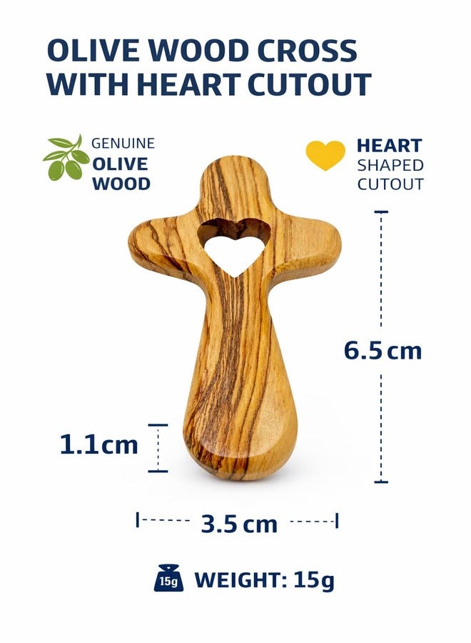 Zuluf Olive Wood Comfort Cross 2.5” Handmade in Bethlehem Holy Land – Pocket Prayer Fidget Cross with Heart Cutout, Christian Encouragement Gift, Velvet Pouch Included - Image 5