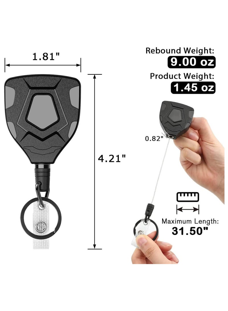 Generic Durable Retractable Keychain with Belt Clip, 2 Pack ID Badge Reel, 31.5” Steel Cord and Key Ring, Lightweight ABS Mountaineering Buckle  - Image 2