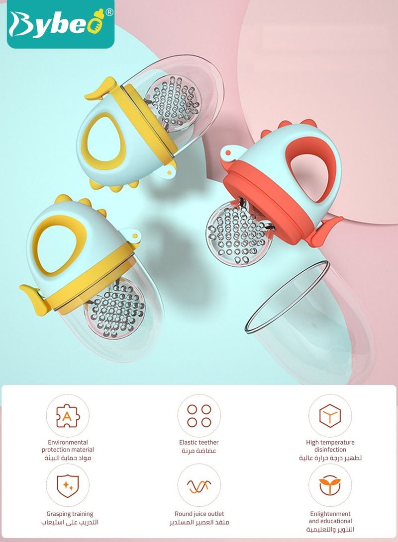 Bybeo 2PCS Baby Food Fruit Feeder Pacifier With 6 Replacement Silicone Pouches, Multi-Purpose Teething Toy or Teether for Infants  - Image 2