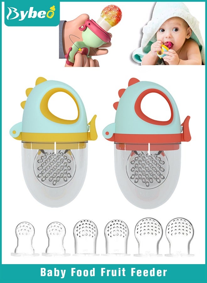 Bybeo 2PCS Baby Food Fruit Feeder Pacifier With 6 Replacement Silicone Pouches, Multi-Purpose Teething Toy or Teether for Infants  - Image 1