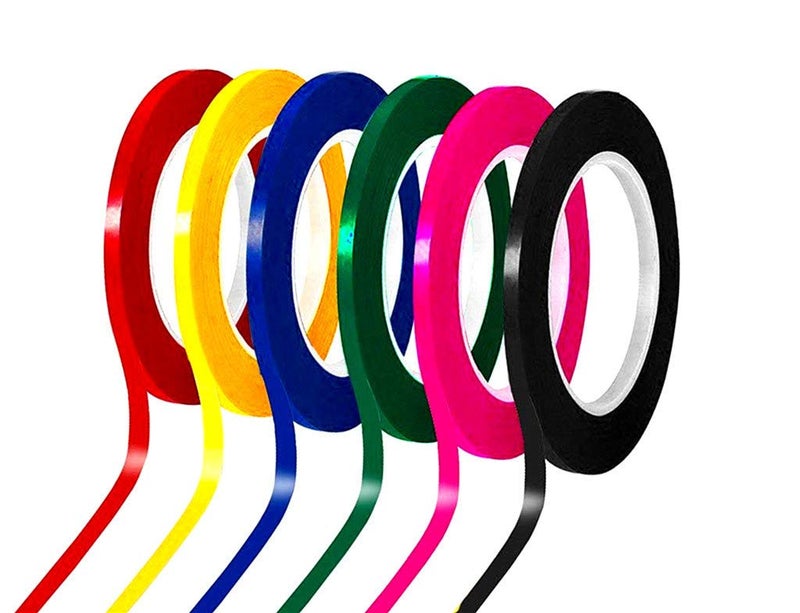 Kinteshun Graphic Chart Tape,Self-Adhesive Gridding Marking Art Whiteboard Tape(3mm Width,12pcs with 6 Colors)