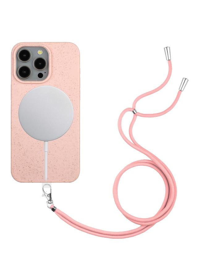 زبون جراب لهاتف iPhone 11 Pro Max مصنوع من مادة القش المغناطيسية Wheat MagSafe + جراب هاتف TPU مع حبل - Image 1