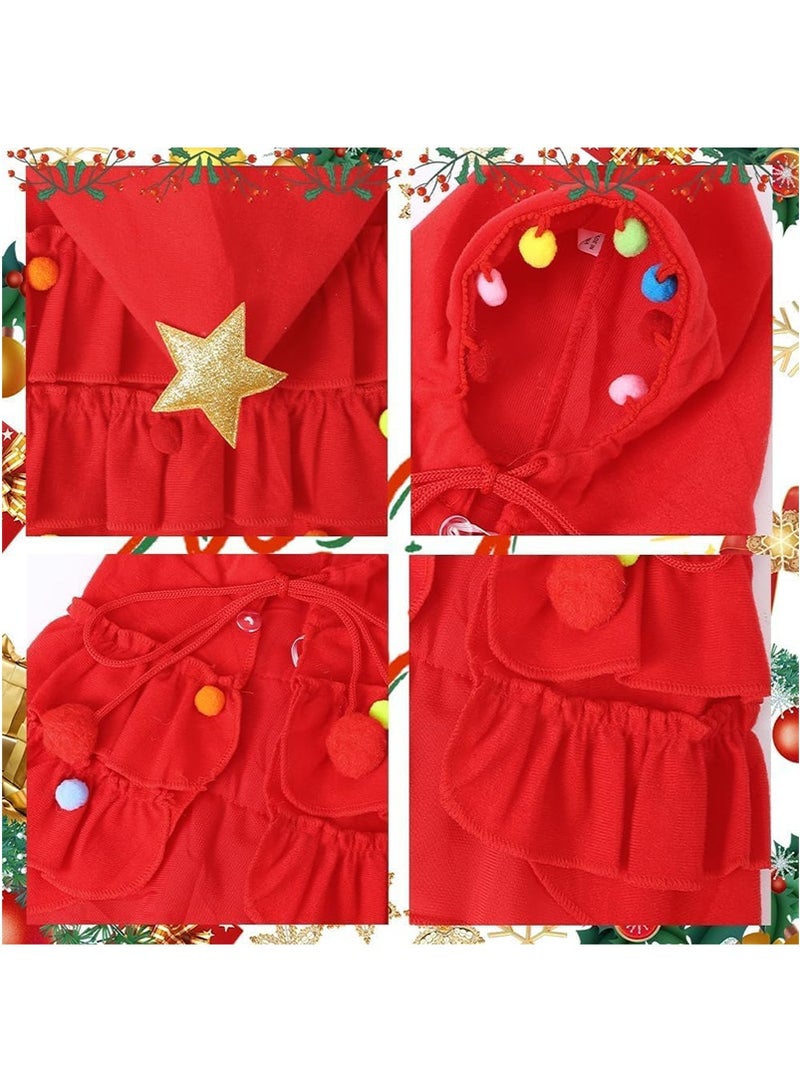 تابيت زي عيد الميلاد الحيوانات الأليفة للكلاب الصغيرة القطة, الحيوانات الأليفة عيد الميلاد معطف مع البومبوم, عيد الميلاد كلب القطة كاب مع القبعة, ملابس عيد الميلاد للقطط الكلاب الصغيرة (الأحمر - م) - Image 5