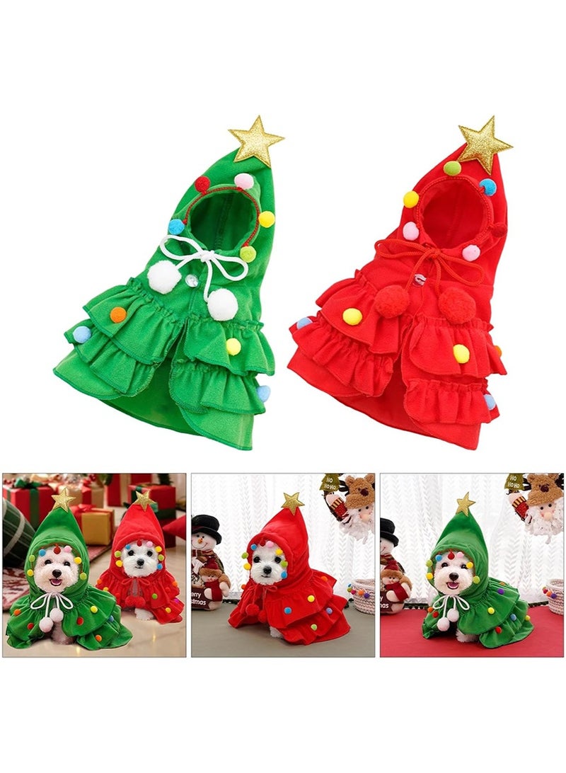 تابيت زي عيد الميلاد الحيوانات الأليفة للكلاب الصغيرة القطة, الحيوانات الأليفة عيد الميلاد معطف مع البومبوم, عيد الميلاد كلب القطة كاب مع القبعة, ملابس عيد الميلاد للقطط الكلاب الصغيرة (الأحمر - م) - Image 3