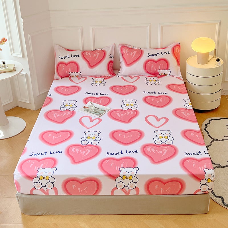 Aloe Vera Cotton Fitted Bed Sheets Single Piece Bed Cover Bedding All-Inclusive Bed Sheets Anti-Slip Cover Single And Double Dustproof Protective Cover - Image 1