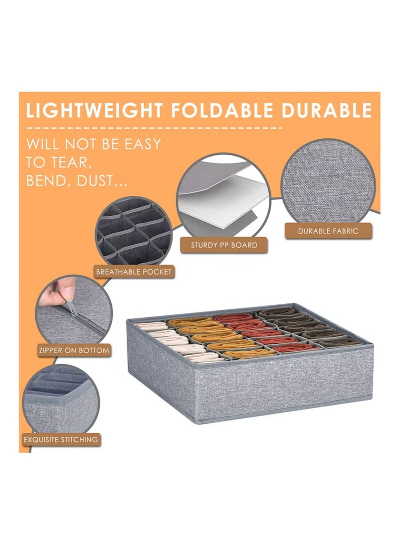 3 حزمة منظم المقسمات، 64 الخلية نسيج قابل للطي خزانة الخزانة المنظمين وصناديق التخزين لتخزين الجوارب والملابس الداخلية والروابط - Image 3