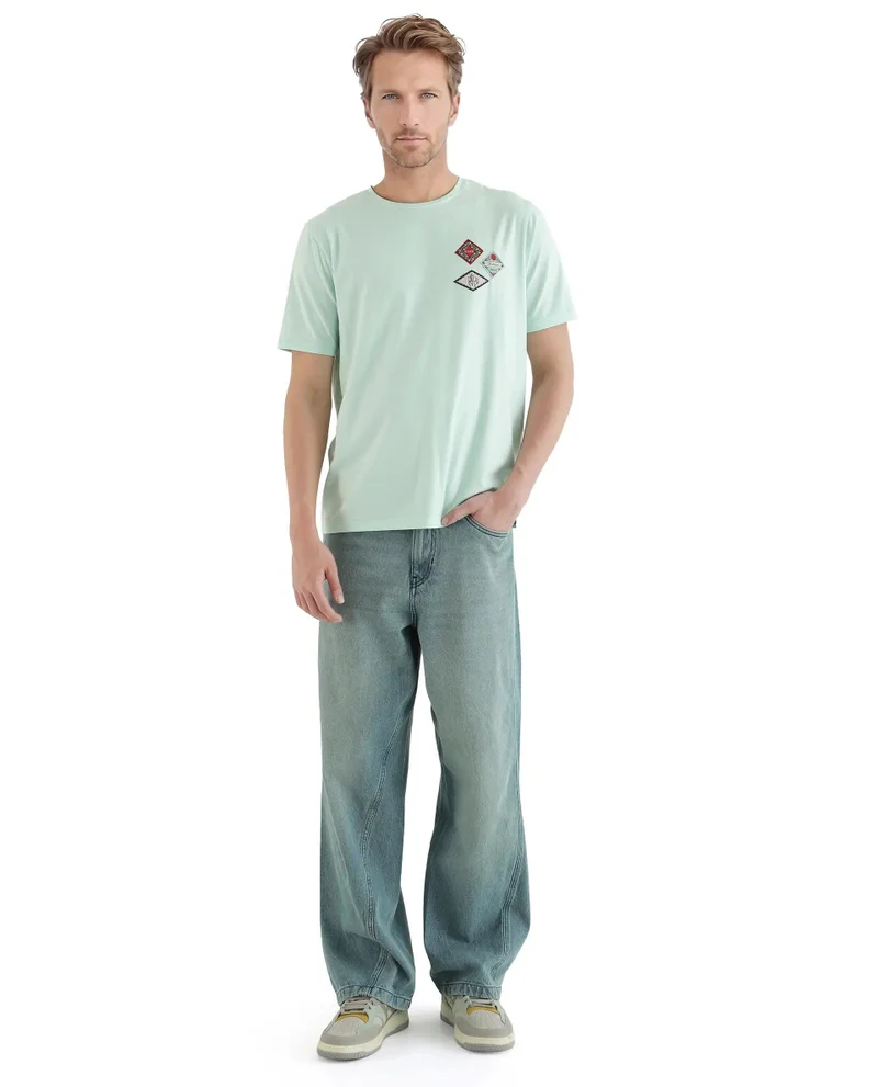 Rare Rabbit Men's Hd Pocket Placement Print Regular Fit T-Shirt