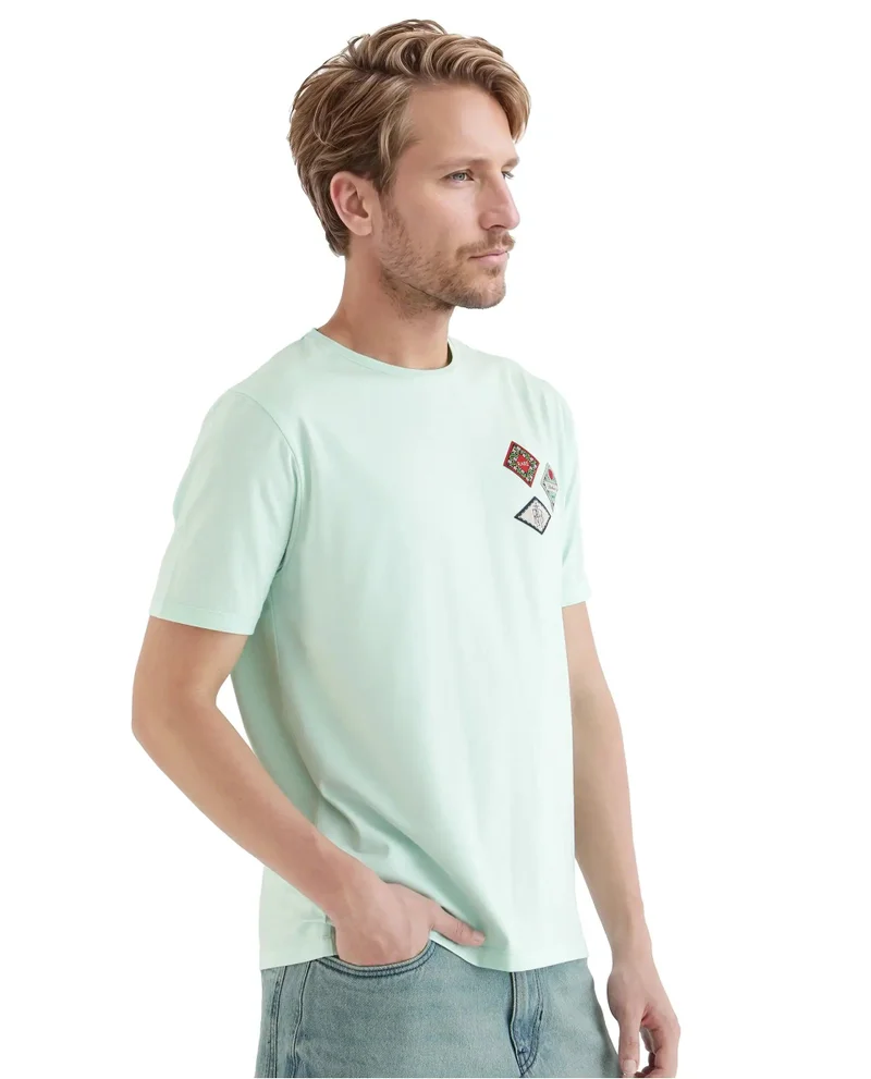 Rare Rabbit Men's Hd Pocket Placement Print Regular Fit T-Shirt