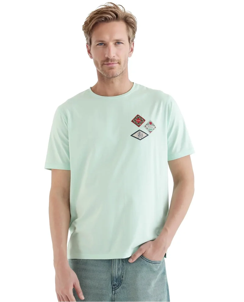 Rare Rabbit Men's Hd Pocket Placement Print Regular Fit T-Shirt