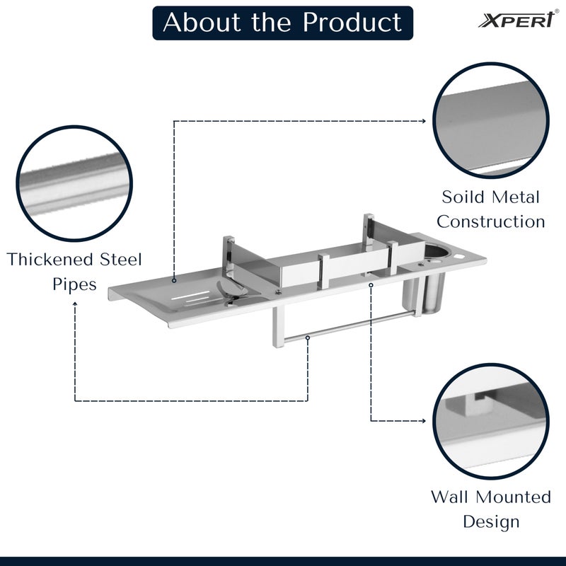 Xpert 916 Shelf 4 in 1 Shelf for Bathroom, Pack of 1, Made of Stainless Steel, Washroom Rack & Bathroom Accessories Holder Corner Rack for Bathroom - Bathroom Accessories Holder - Image 3