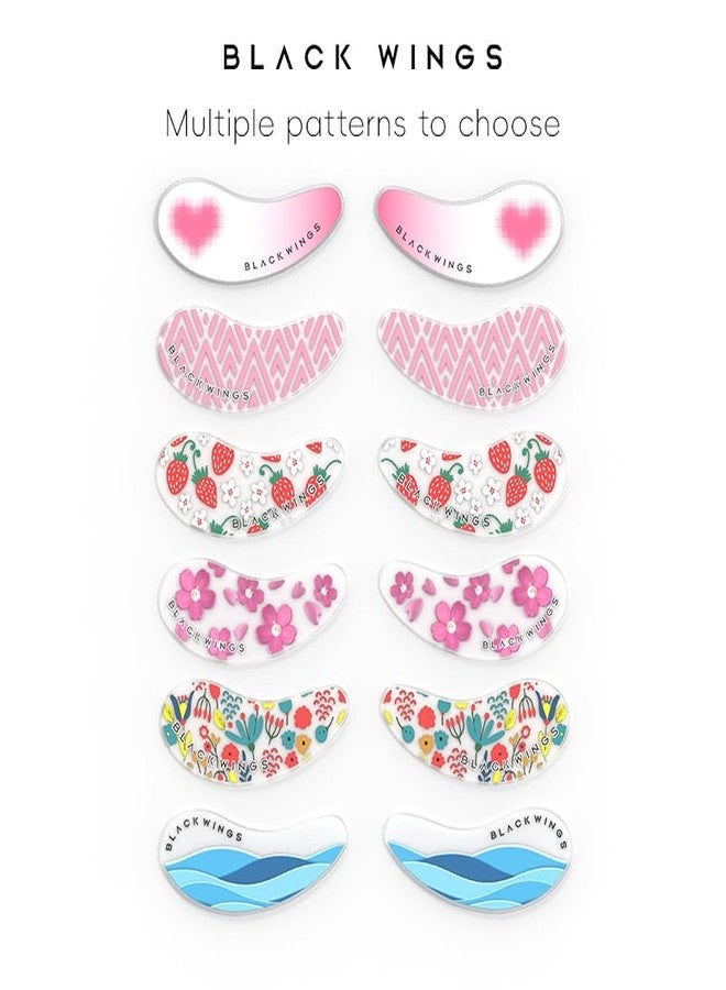 Black Wings 6 Pairs Silicone Eye Patches with Self-Adhesive Design - Cute Bear & Rabbit Inspired Eye Care Patches (numerous flowers 6 pairs - Image 4