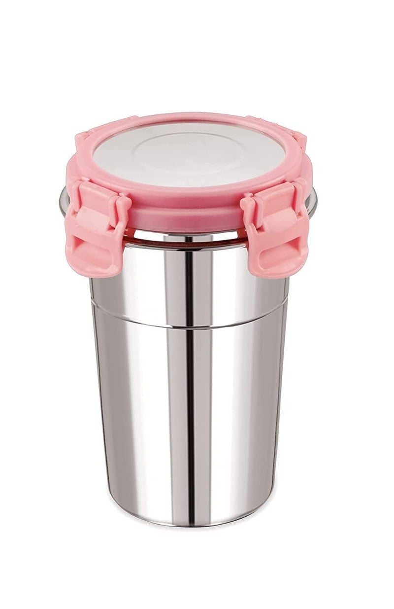 NOBILEA Stainless Steel Fusion Glass Tumbler with Stainless Steel Lid Multicolor 400ml - Image 1
