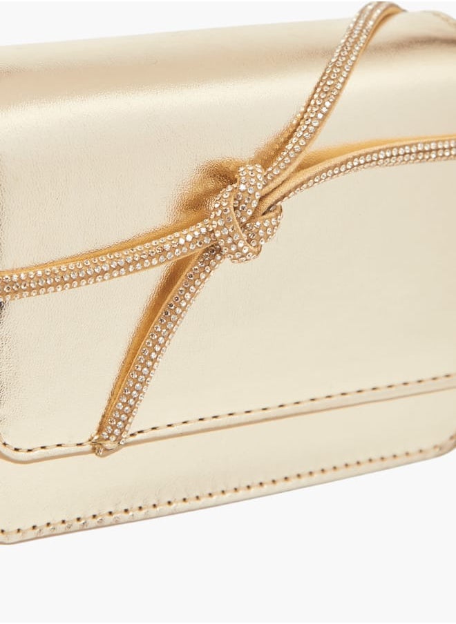 Flora Bella By Shoexpress Girls Embellished Crossbody Bag With Button Closure And Chain Strap  - Image 4