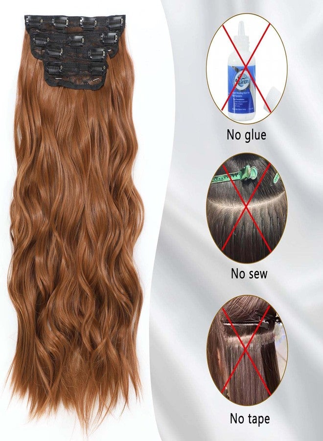 Perience 20 Inch Clip in Hair Extensions for Women, Synthetic 4pc Hair Extensions Clip in Hair Long Curly Wavy Hair Extension, Double Weft Hairpieces Full Head for Women (20INCH, 30c) - Image 5