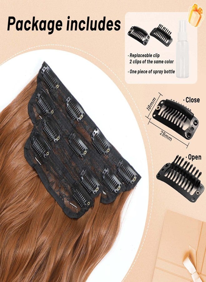 Perience 20 Inch Clip in Hair Extensions for Women, Synthetic 4pc Hair Extensions Clip in Hair Long Curly Wavy Hair Extension, Double Weft Hairpieces Full Head for Women (20INCH, 30c) - Image 4