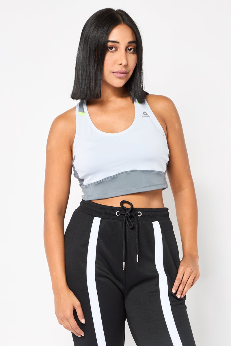 Reebok Women Sportswear Fit Sleeveless Training Crop Top, Grey - Image 1