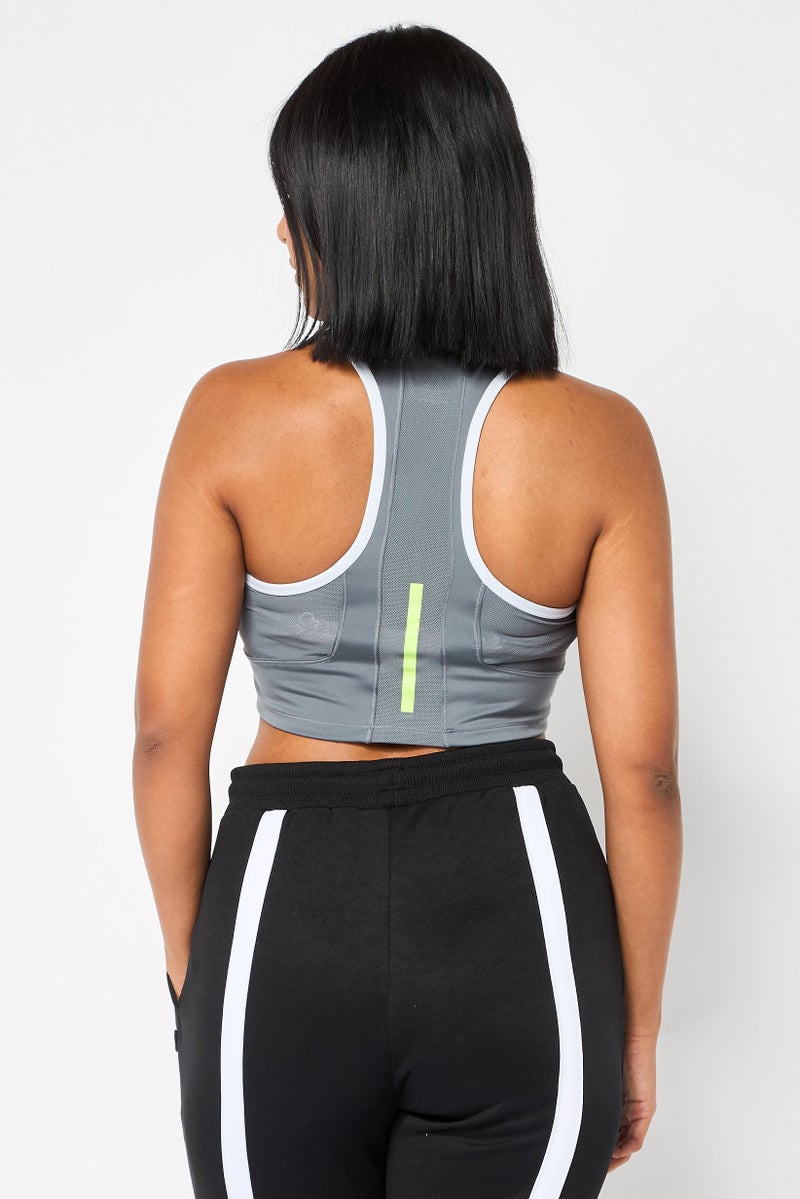 Reebok Women Sportswear Fit Sleeveless Training Crop Top, Grey - Image 4