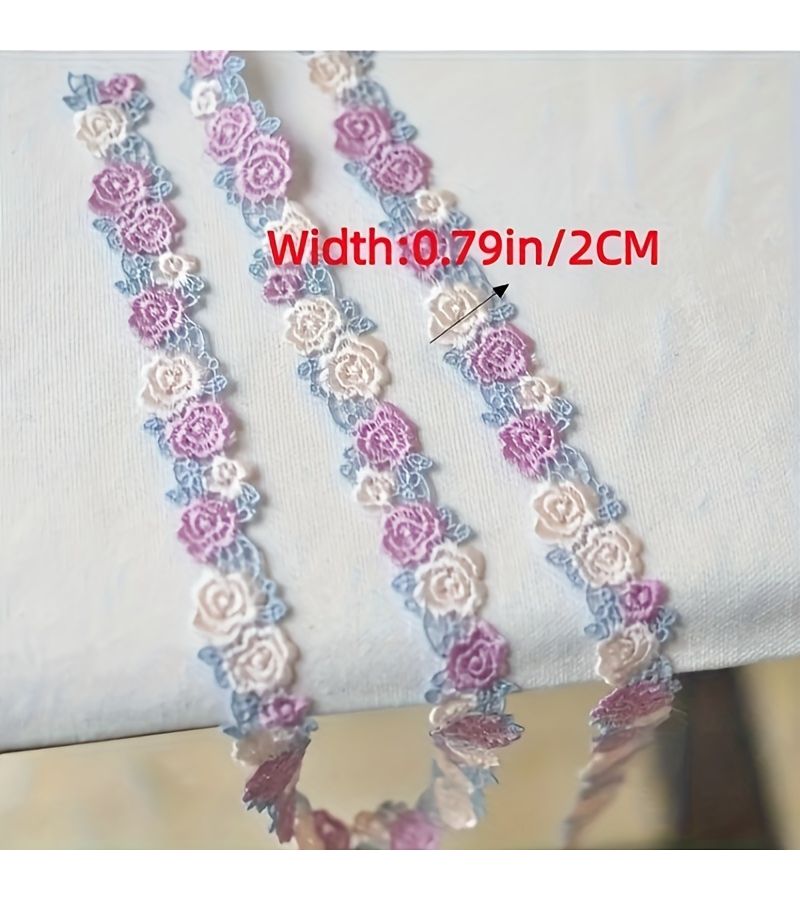 Grey Rose Flower Lace Trim 3 Yards Embroidered Water Soluble Decoration for Cheongsam - Image 3