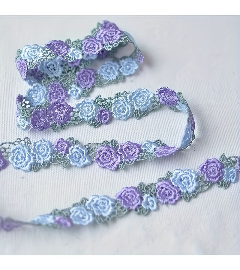 Grey Rose Flower Lace Trim 3 Yards Embroidered Water Soluble Decoration for Cheongsam - Image 5