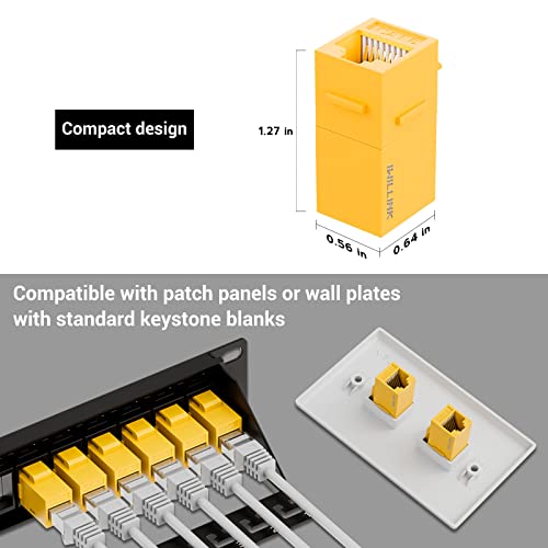 iwillink RJ45 Cat6 Keystone Coupler 10-Pack, Female to Female Cat6 Keystone Jack, UTP Keystone Coupler Insert, Yellow - Image 5