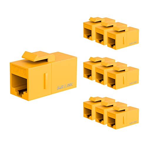 iwillink RJ45 Cat6 Keystone Coupler 10-Pack, Female to Female Cat6 Keystone Jack, UTP Keystone Coupler Insert, Yellow - Image 1