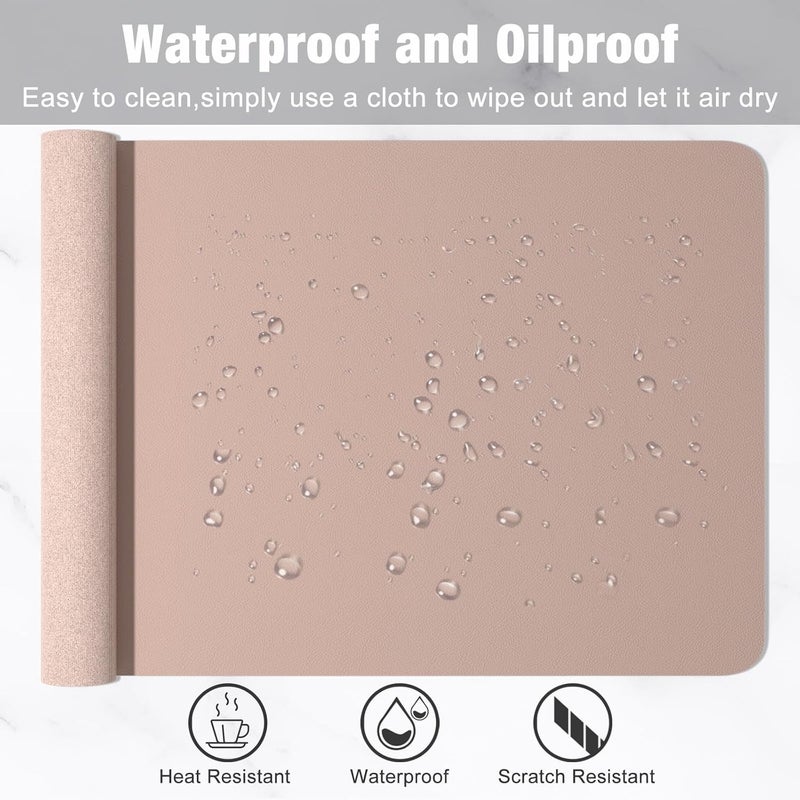 Hsurbtra Desk Pad, 48" x 17" PU Leather Desk Mat, XXXL Extended Mouse Pad, Waterproof Desktop Blotter Protector, Non-Slip Ultra Thin Large Laptop Keyboard Writing Mat for Office Home, Beige Apricot - Image 5