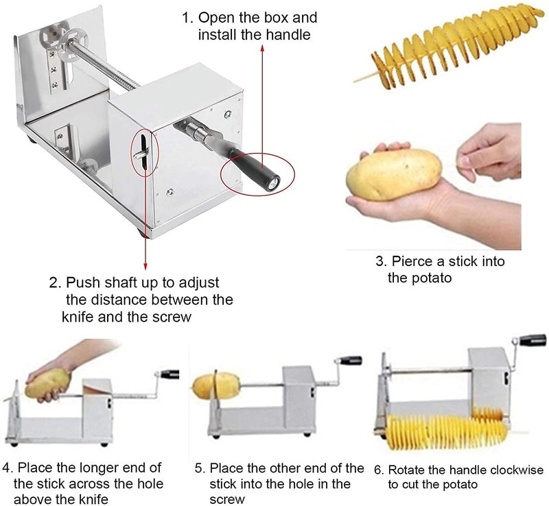 JEEJEX Potato Slicer Universal Stainless Steel Twister Curly Spiral French Fry Tornado Potato SlicerCutter Machine 1PC Multi - Image 3