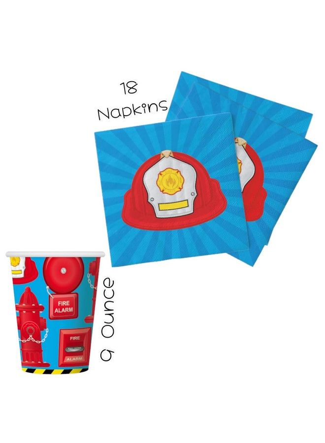 Oojami Serves 24 Complete Fire Truck Birthday Party Supplies Includes Plates Cups Napkins Table Covers And Happy Birthday Banner - Image 5