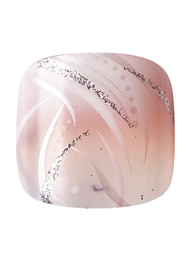 GoldFinger Press On Toenails Regular Fit White Glitter French Design Squoval Shape Long Lasting Nail Glue Included Glue On Toe Nails Perfect Match for Beach Vacation Special Occasion - Image 4