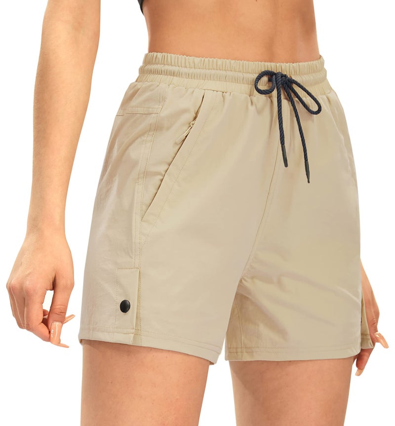 AFITNE Women's Hiking Shorts Quick Dry Lightweight Golf Active Water Shorts with Pockets for Summer Work Outdoor Camping Fishing Khaki L - Image 1