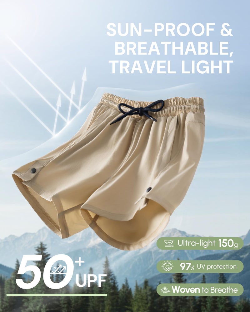 AFITNE Women's Hiking Shorts Quick Dry Lightweight Golf Active Water Shorts with Pockets for Summer Work Outdoor Camping Fishing Khaki L - Image 4