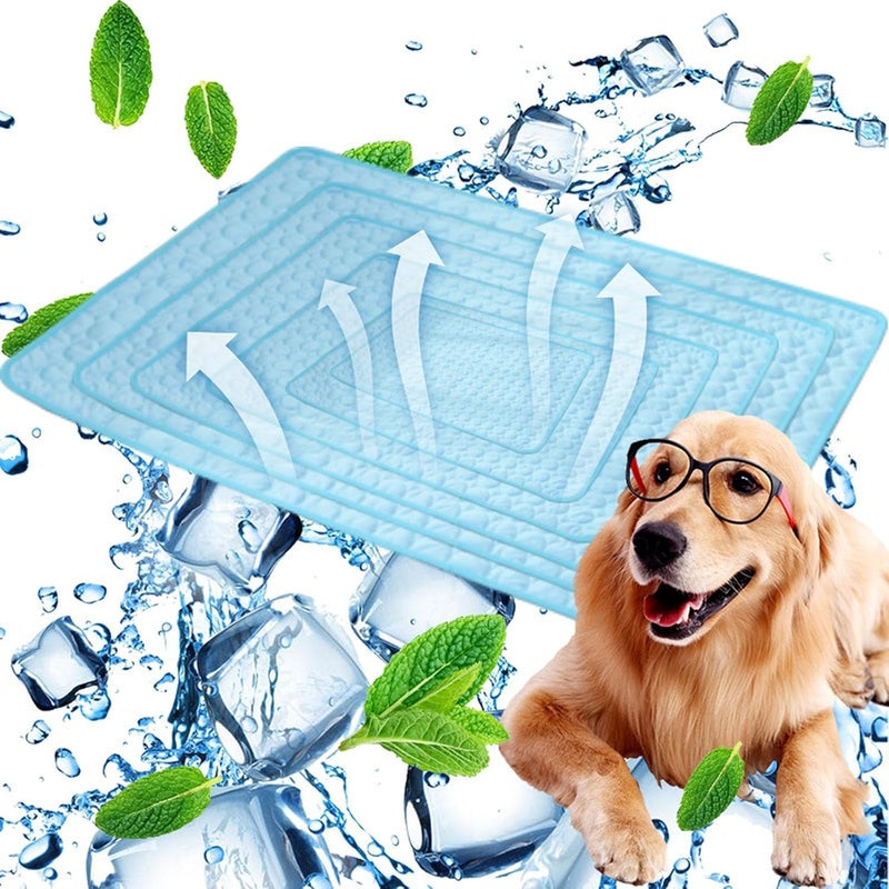 Silk Pet Cooling Pad Breathable Fabric Nonslip Base Dog Bed Mat Resting Cushion for Breeds Home Travel Use Pet Ice Silk Mat - Image 3