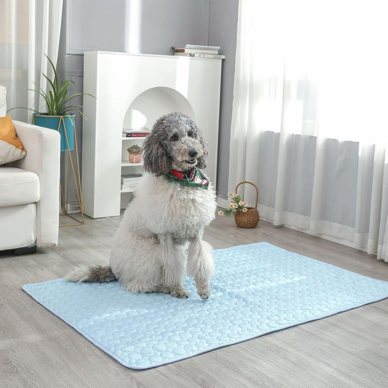 Silk Pet Cooling Pad Breathable Fabric Nonslip Base Dog Bed Mat Resting Cushion for Breeds Home Travel Use Pet Ice Silk Mat - Image 2