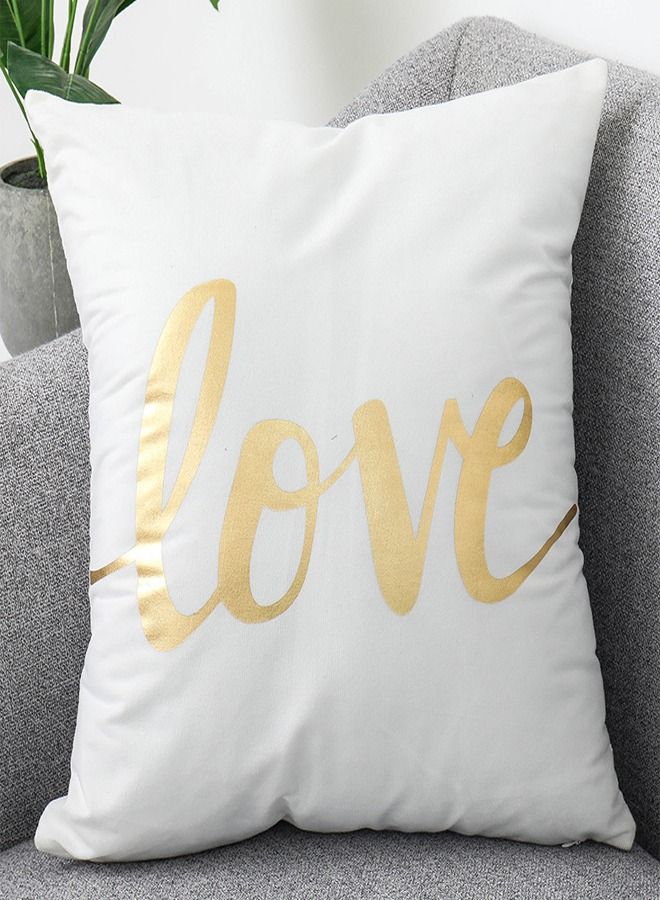 fashionhome Cushion Covers Décor Throw Pillow Cover Gold Love Printed Decorative Pillow Cushion Cover for Bedroom Sofa Car Home Décor - Image 1