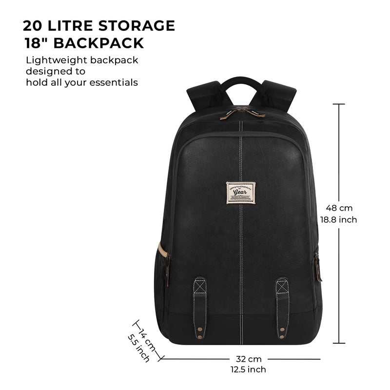 Gear Classic Anti Theft Faux Leather 14 cms Black Laptop Backpack (LBPCLSLTH0101) - Image 2
