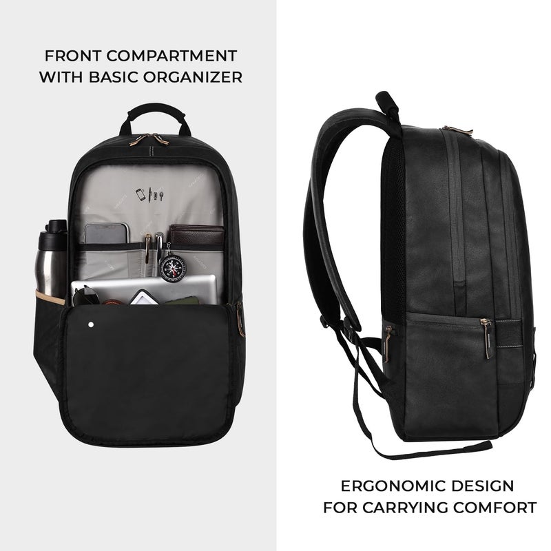 Gear Classic Anti Theft Faux Leather 14 cms Black Laptop Backpack (LBPCLSLTH0101) - Image 4
