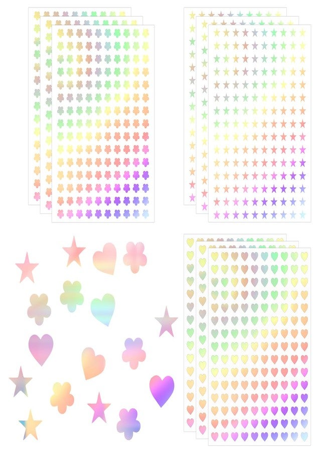 YQQYG 1350 PCS Tiny Star Heart Stickers, Mini Self-Adhesive Holographic Stickers, Shiny Small Star Heart Flower Sticker, Foil Stars Applique for School Home Classroom Reward - Image 1