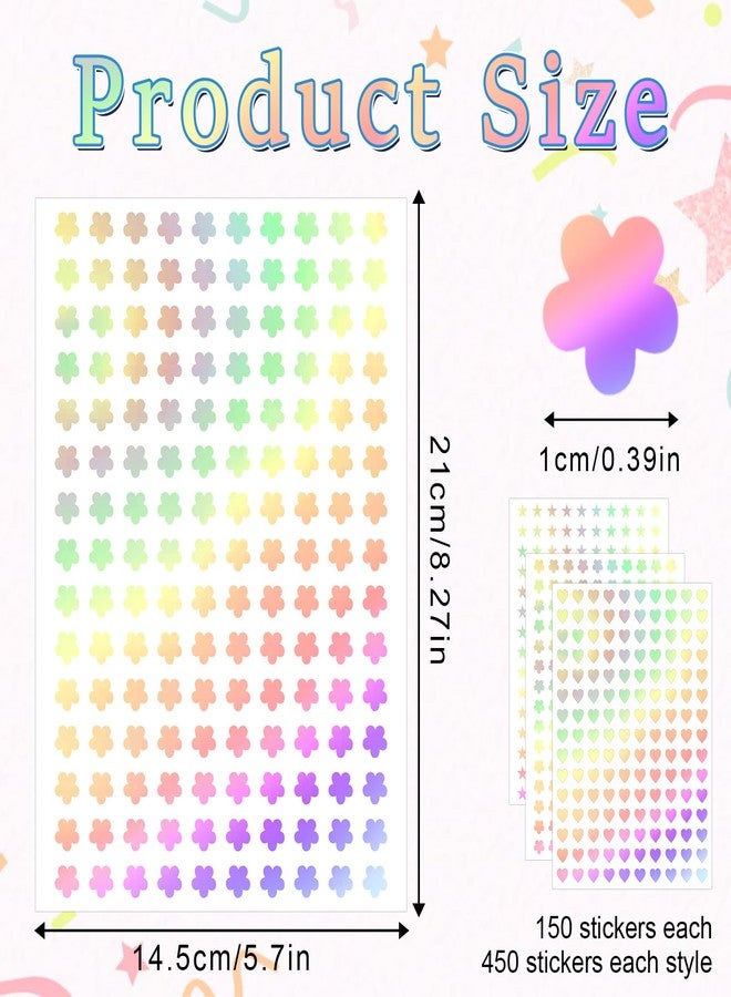 YQQYG 1350 PCS Tiny Star Heart Stickers, Mini Self-Adhesive Holographic Stickers, Shiny Small Star Heart Flower Sticker, Foil Stars Applique for School Home Classroom Reward - Image 2
