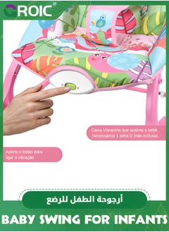 GROIC Baby Swing for Infants,Portable Bouncer Soothing Vibrations Infant Seat with Removable Toy Bar,Electric Rocking Chair Intelligent Music(Pink)  - Image 3