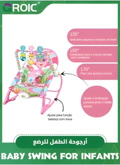 GROIC Baby Swing for Infants,Portable Bouncer Soothing Vibrations Infant Seat with Removable Toy Bar,Electric Rocking Chair Intelligent Music(Pink)  - Image 5