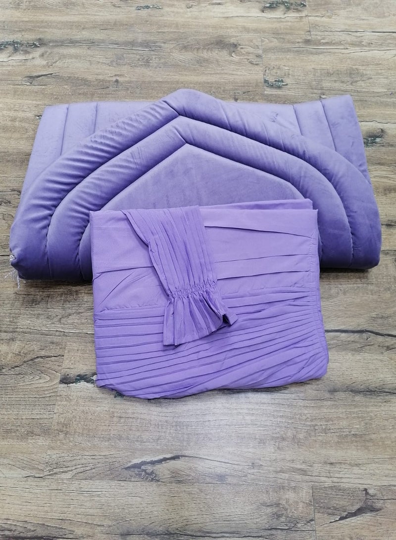 مون طقم سجادة صلاه مبطنه مع شرشف صلاه بكسرات مرد تسكير بربطه مقاس فري سايز-موف - Image 1