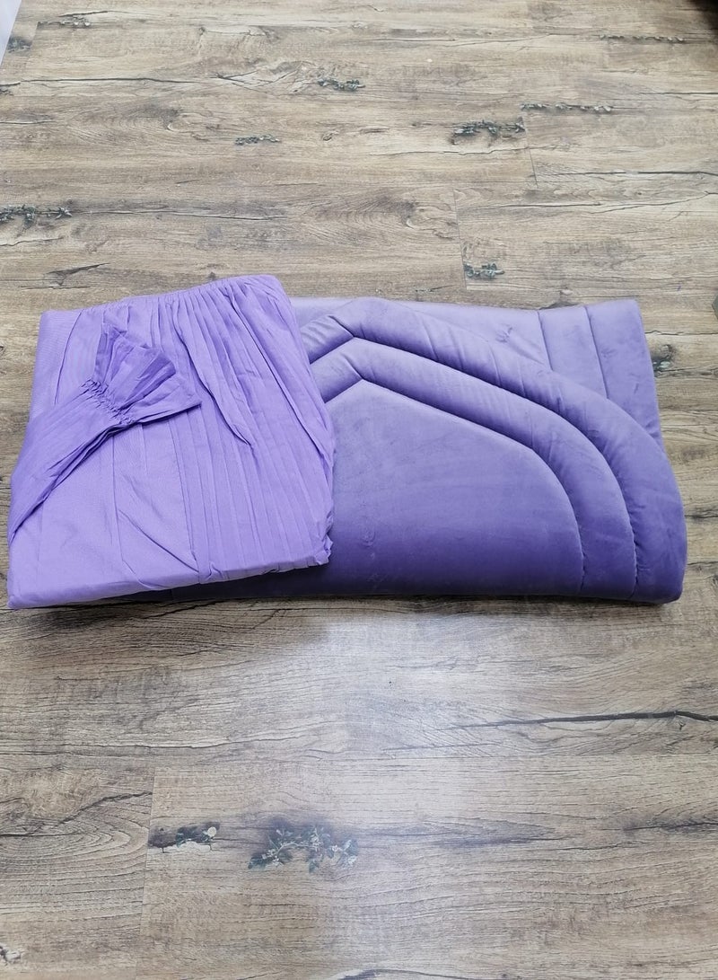 مون طقم سجادة صلاه مبطنه مع شرشف صلاه بكسرات مرد تسكير بربطه مقاس فري سايز-موف - Image 2