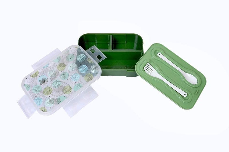 Param Abs Plastic Folding Lunch Box For Kids And Adults, Leak Proof Lunch Containers With 3 Compartments (Green), 120 milliliter - Image 3
