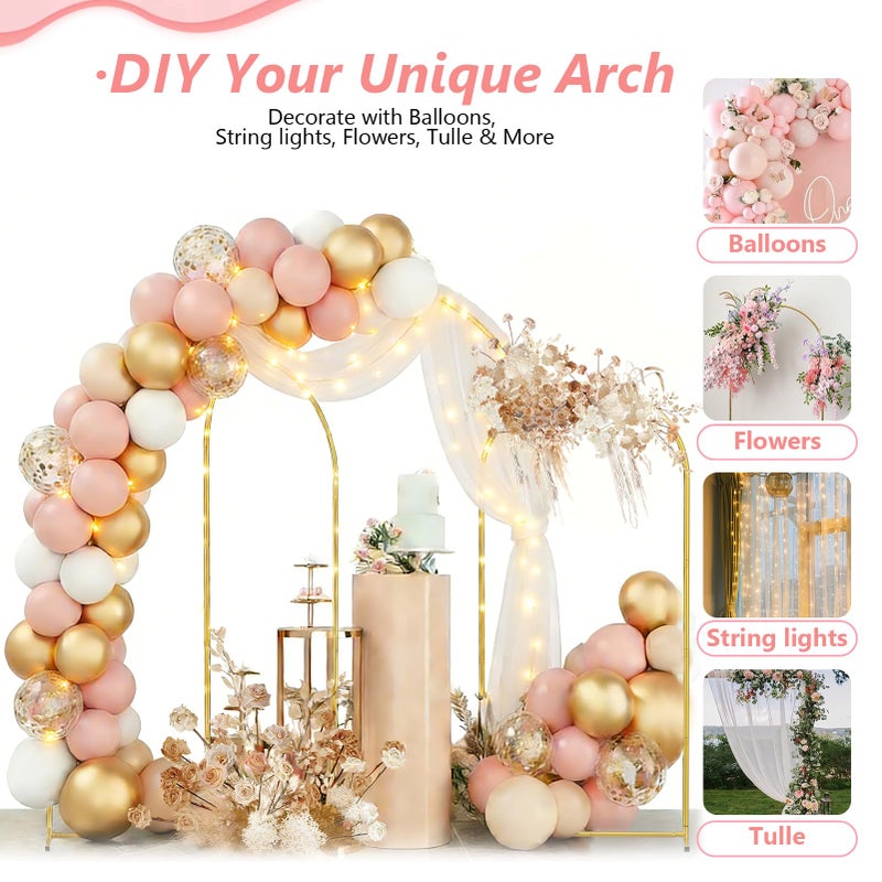 EMART Metal Arch Backdrop Stand Set of 3 (7.2FT/6.6FT/6Ft) Wedding Arch Frame with 12 Ground Nails/6 Water Bags, Arched Backdrop Stand for Wedding Birthday Party Baby Shower Graduation Festival Decor - Image 3